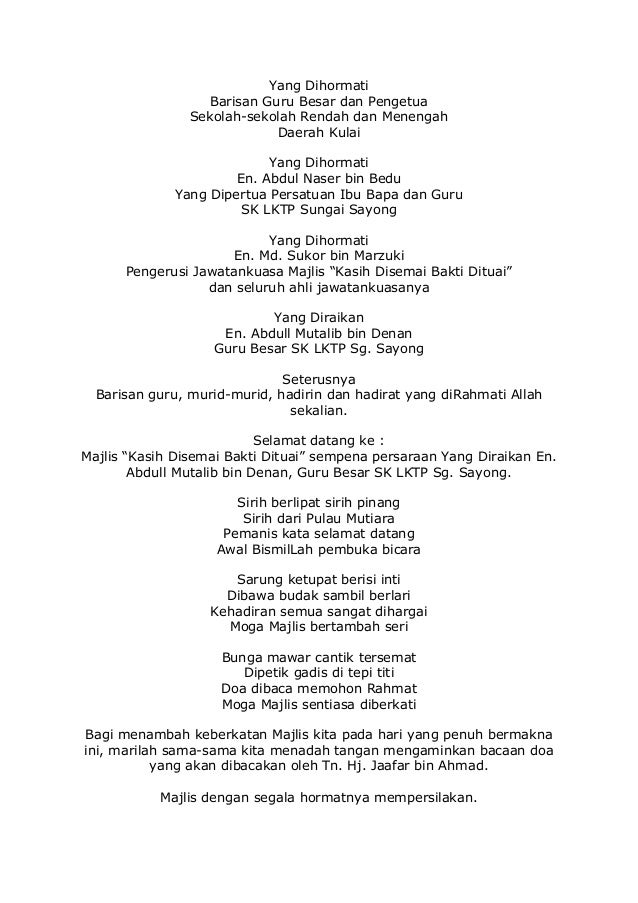 Teks pengacara majlis hari guru
