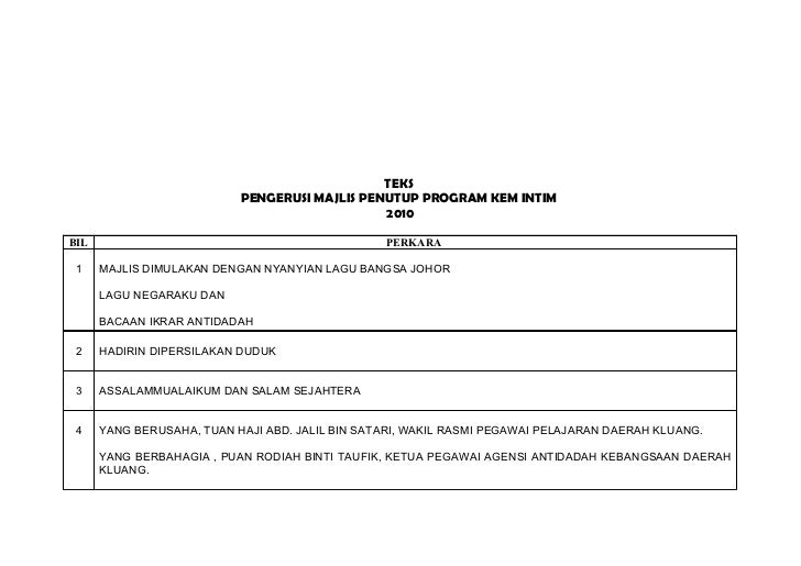 Teks pengacara majlis watikah perlantikan 2012