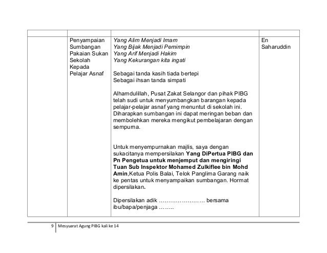Teks pengacara mesyuarat agung pibg Teks pengacara mesyuarat agung pibg