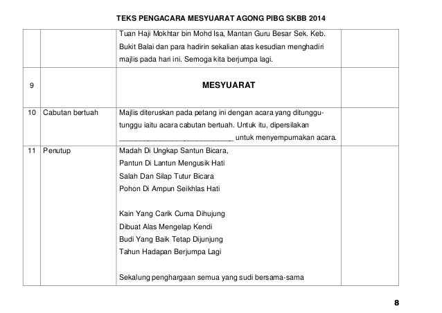 Teks Pengacara Majlis Agung PIBG Teks Pengacara Majlis Agung PIBG