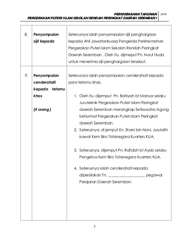 Teks Pengacara Perkhemahan Puteri Islam 2013