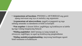 Example Ng Argumento Kahulugan at Katangian ng Tekstong Argumentatibo | PPTX
