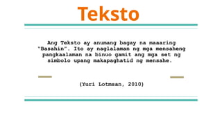 Unang leksyon sa PPITTP - Tekstong Impormatibo - Grade 11 | PPTX
