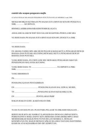 Teks ucapan pengacara majlis | PDF