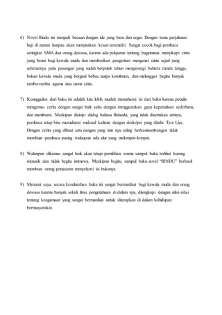 Teks ulasan buku akademik rindu | DOCX
