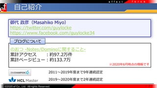 ?2020 ef Co., Ltd. All rights Reserved.
e f f e c t f o r c e
 壨Masahiko Miyo
https://twitter.com/guylocke
https://www.facebook.com/guylocke34
20192020Ȥޤ2BAJ
ԼB
 2 
Τ -Notes/Dominov뤳-
Ӌ s97.2
Ӌک`ӥ`s133.7
20206rǤ
֥ˤĤ
20112019Ȥޤ9BAJ
 