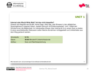 Informatische
Grundbildung
Dieses Werk ist lizenziert unter einer
Creative Commons Namensnennung
4.0 International Lizenz.
Seminar TEL, Maria Grandl 25
 