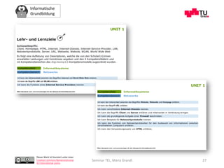 Informatische
Grundbildung
Dieses Werk ist lizenziert unter einer
Creative Commons Namensnennung
4.0 International Lizenz.
Seminar TEL, Maria Grandl 27
 