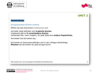 Informatische
Grundbildung
Dieses Werk ist lizenziert unter einer
Creative Commons Namensnennung
4.0 International Lizenz.
Seminar TEL, Maria Grandl 28
 