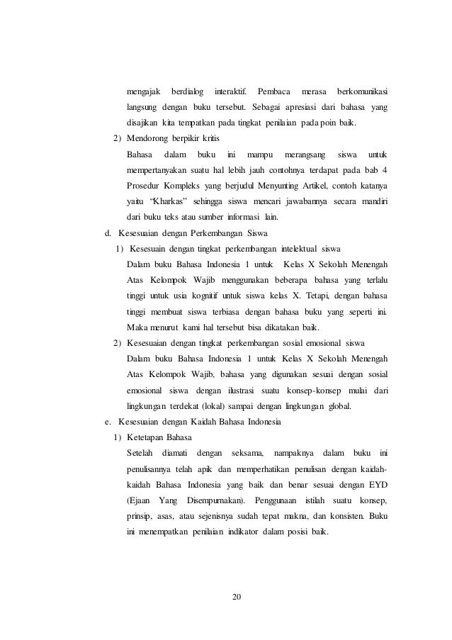 Telaah Buku Teks Bahasa Indonesia Kelas X Kurikulum 2013 Telaah Buku Teks Bahasa Indonesia Kelas X Kurikulum 2013