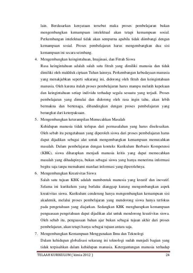 Telaah Kurikulum Kimia