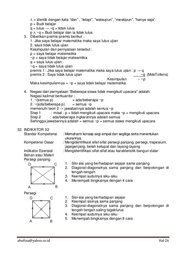 Telaah Lengkap Kisi Kisi Materi Ukg Matematika Smp 2013