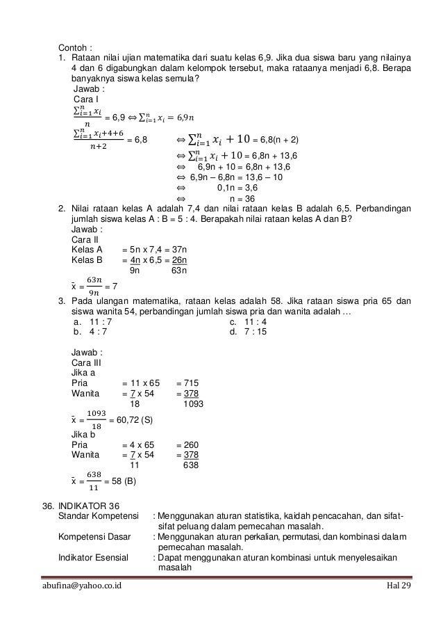 Telaah Lengkap Kisi Kisi Materi Ukg Matematika Smp 2013