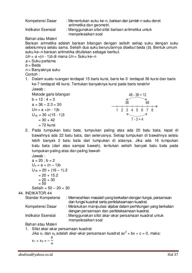 Telaah lengkap kisi kisi materi ukg matematika smp 2013
