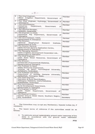 Ground Water Department, Telangana & Central Ground Water Board, MoJS Page 64
 