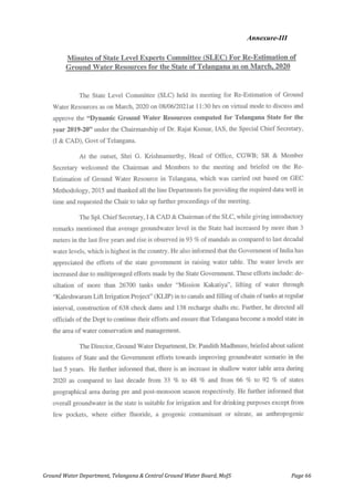 Ground Water Department, Telangana & Central Ground Water Board, MoJS Page 66
Annexure-III
 