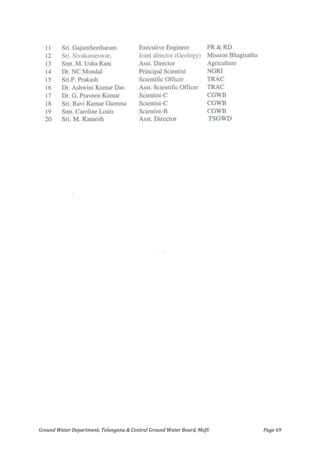 Ground Water Department, Telangana & Central Ground Water Board, MoJS Page 69
 