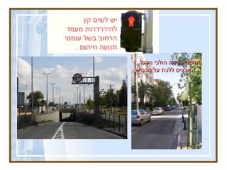 הכביש תופס את רוב המרחב ברחובות תל אביב . המכוניות מגיעות לכל מקום ומכרסמות את הדרך להולכי רגל . הנוף הבולט בכל מקום בעיר הוא רכב . התכנון הינו מוטה רכבים פרטיים ולא מוטה הולכי רגל  !!! יש לשים קץ להידרדרות מעמד הרחוב בשל עומסי תנועה וזיהום  . טשרנחובסקי מפה בדיוק נכנסים לגן מאיר ,  אם מצליחים לעבור גם זה רחוב תל אביבי מחוסר ברירה הולכי הרגל נאלצים ללכת על הכביש ..... 