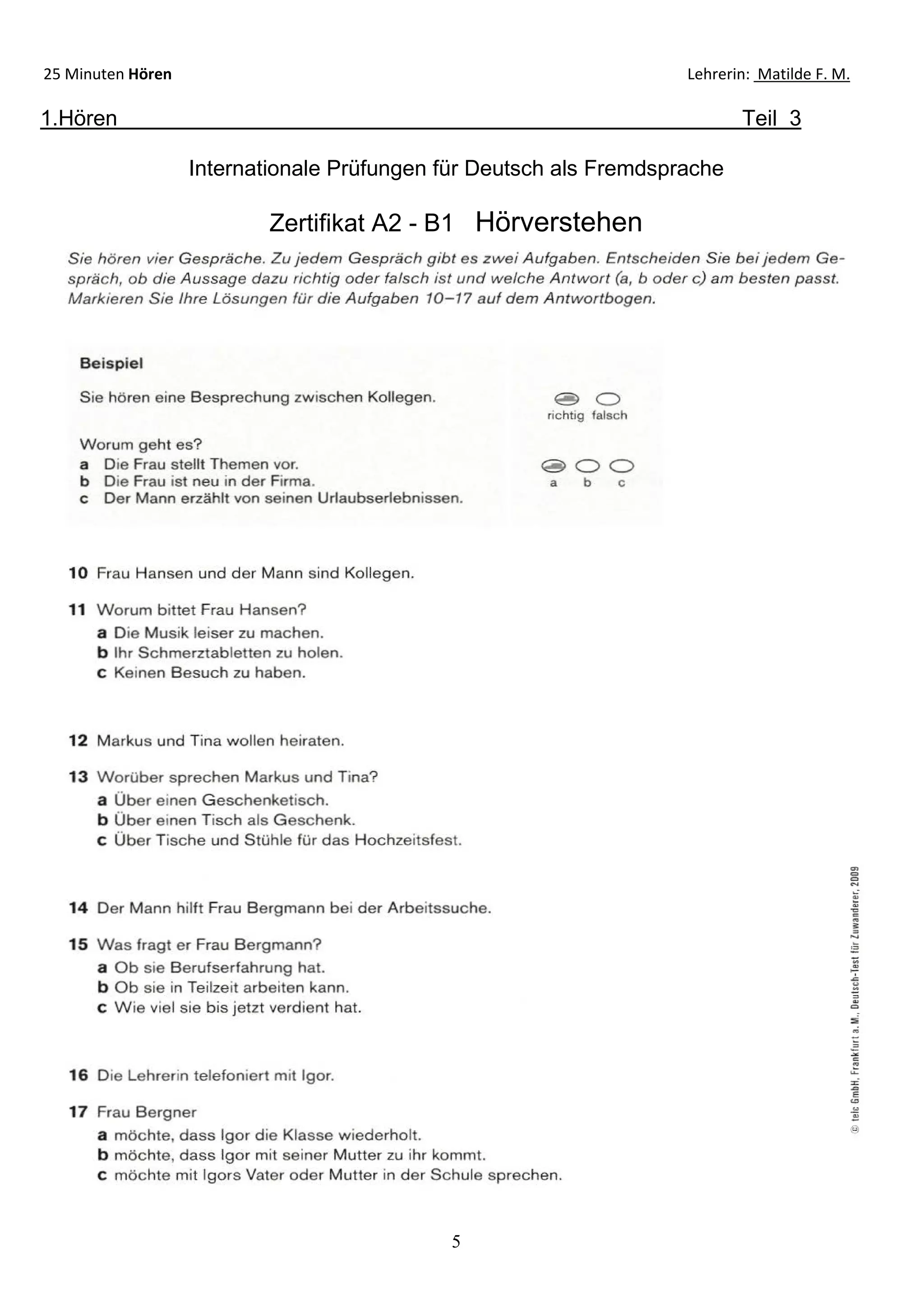 Telc A2 Prüfung Antworten Telc - Prüfung