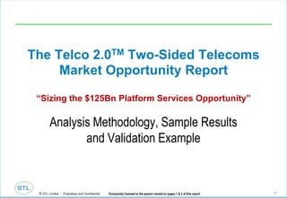 The Telco 2.0TM Two-Sided Telecoms Market Opportunity Report“Sizing the $125Bn Platform Services Opportunity” Analysis Methodology, Sample Results and Validation Example 