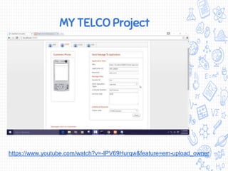 MY TELCO Project
https://www.youtube.com/watch?v=-IPV69Hurqw&feature=em-upload_owner
 