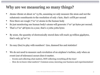 Why are we measuring so many things?
•   Atoms vibrate at about 10^13 Hz, assuming we only measure the atom and not the
  ...