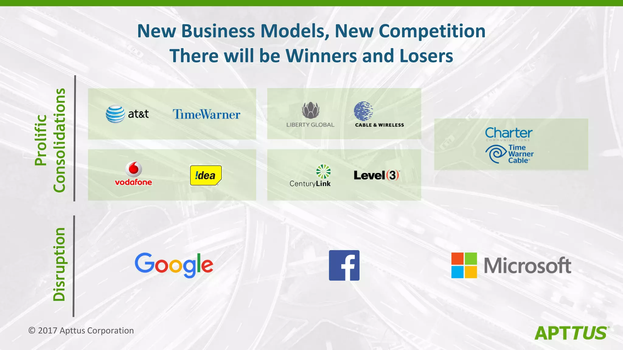 © 2017 Apttus Corporation
New Business Models, New Competition
There will be Winners and Losers
Prolific
ConsolidationsDisruption
 