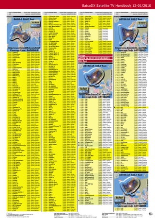 SatcoDX Satellite TV Handbook 12-01/2010
     Freq Pol Channel Name               Symbol Rate Programming Type           Freq Pol Channel Name            Symbol Rate Programming Type                           Freq Pol Channel Name                   Symbol Rate Programming Type                          Freq Pol Channel Name                      Symbol Rate Programming Type
     GHz                                   ksym/sec SatcoDX Deﬁnition           GHz                                ksym/sec SatcoDX Deﬁnition                           GHz                                       ksym/sec SatcoDX Deﬁnition                          GHz                                          ksym/sec SatcoDX Deﬁnition
BADR04KB                                                                       12.072   H   TV5 Monde Orient             27500      Quality Entertain.                12.284    V   Future USA                         27500    Quality Entertain.               AST02ASO
                                                                               12.073   H   Aalam Hawaa                  27500      Low Level                         12.284    V   Mauritania TV                      27500    Quality Entertain.
                                                                               12.073   H   Al Hiwar TV                  27500      News + Series                     12.284    V   Rawae TV                           27500    News + Series
                                                                               12.073   H   Allibiya Satellite C         27500      News + Series                     12.284    V   Scope TV                           27500    News + Series
                                                                               12.073   H   ANB TV                       27500      News + Series                     12.284    V   Shada                              27500    News + Series
                                                                               12.073   H   Arabsat Promotion Ch         27500      Quality Entertain.                12.284    V   Smart Ad                           27500    Advertisement
                                                                               12.073   H   BBC World Middle E           27500      Quality Entertain.                12.284    V   Syrian Education                   27500    Quality Entertain.
                                                                               12.073   H   ETNTV                        27500      Low Level                         12.284    V   YOOYA                              27500    Low Level
                                                                               12.073   H   Euronews                     27500      News + Series                     12.302    H   Aamal                              27500    Low Level
                                                                               12.073   H   Funoon TV                    27500      News + Series                     12.302    H   Douaa                              27500    Low Level
                                                                               12.073   H   LUXE.TV Arabia               27500      News + Series                     12.302    H   Montada                            27500    Low Level
                                                                               12.073   H   MTV Lebanon                  27500      Quality Entertain.                12.302    H   Play Maker                         27500    Low Level
                                                                               12.073   H   NHK World                    27500      Quality Entertain.                12.302    H   Rawae TV                           27500    Low Level
                                                                               12.073   H   Seha TV                      27500      Advertisement                     12.302    H   Ruayh                              27500    Low Level
                                                                               12.073   H   TEST                         27500      Advertisement                     12.302    H   Scope TV                           27500    Low Level
                                                                               12.073   H   TV5 Monde Orient             27500      Quality Entertain.                12.523    H   KTV AL ARABI                       27500    Quality Entertain.
                                                                               12.092   V   AL MOJTAMA                   27500      News + Series                     12.523    H   KTV CH1                            27500    Quality Entertain.
                                                                               12.092   V   Al Wasat TV                  27500      News + Series                     12.523    H   KTV CH2                            27500    Quality Entertain.
                                                                               12.092   V   ALDAFRAH Music               27500      Quality Entertain.                12.523    H   KTV CH3                            27500    Quality Entertain.
                                                                               12.092   V   Creative City                27500      News + Series                     12.523    H   KTV ETHRAA                         27500    Quality Entertain.
                                                                               12.092   V   Dunia TV                     27500      News + Series                     12.523    H   KTV Quran                          27500    Quality Entertain.
                                                                               12.092   V   EBONY TV                     27500      News + Series                     12.523    H   KTV S.PLUS                         27500    Quality Entertain.
  11.823    V   AlManar                          27500    Quality Entertain.   12.092   V   Fujairah Media 12            27500      Advertisement                     12.523    H   Kuwait Feed                        27500    Quality Entertain.                 11.720 H MTVN HD                                       29500      High Qual. Cinema
  11.823    V   Future News                      27500    Quality Entertain.   12.092   V   Fujairah Media 13            27500      News + Series                                                                                                                  11.720 H Sky Screen 1HD                                29500      High Qual. Cinema
  11.823    V   Future TV                        27500    Quality Entertain.   12.092   V   Orient                       27500      News + Series                  Europe                                                                                          11.720 H Sky Sports HD2                                29500      High Qual. Cinema
  11.823
  11.823
            V
            V
                Future USA
                LBCI
                                                 27500
                                                 27500
                                                          Quality Entertain.
                                                          Quality Entertain.
                                                                               12.092
                                                                               12.092
                                                                                        V
                                                                                        V
                                                                                            SAHAR TV
                                                                                            Shaer al Rasoul
                                                                                                                         27500
                                                                                                                         27500
                                                                                                                                    News + Series
                                                                                                                                    News + Series
                                                                                                                                                                   ASTRA 2A,2B,2C,2D,EUROBIRD 1                                                                    11.739 V Bravo
                                                                                                                                                                                                                                                                   11.739 V Bravo+
                                                                                                                                                                                                                                                                                                                          27500
                                                                                                                                                                                                                                                                                                                          27500
                                                                                                                                                                                                                                                                                                                                     News + Series
                                                                                                                                                                                                                                                                                                                                     News + Series
  11.823
  11.823
            V
            V
                OTV
                Star Academy
                                                 27500
                                                 27500
                                                          Quality Entertain.
                                                          Quality Entertain.
                                                                               12.092   V   TEAM TV                      27500      Advertisement                  28.2 East                                                                                       11.739 V Bravo+1
                                                                                                                                                                                                                                                                   11.739 V Bravo~
                                                                                                                                                                                                                                                                                                                          27500
                                                                                                                                                                                                                                                                                                                          27500
                                                                                                                                                                                                                                                                                                                                     Quality Entertain.
                                                                                                                                                                                                                                                                                                                                     News + Series
                                                                               12.092   V   Zoal TV                      27500      News + Series                  AST02ANO
  11.823    V   TeleLiban                        27500    Quality Entertain.   12.111   H   Al Eqtisadia TV              27500      News + Series                                                                                                                  11.739 V Challenge                                     27500      News + Series
  11.823    V   test 5                           27500    News + Series        12.111   H   ALAAN TV                     27500      News + Series                                                                                                                  11.739 V Challenge+                                    27500      News + Series
  11.823    V   Thane Express                    27500    News + Series        12.111   H   ARIRANG                      27500      Home Cinema                                                                                                                    11.739 V LIVING                                        27500      News + Series
  11.919    H   MBC Int                          27500    News + Series        12.111   H   ASHOROOQ TV                  27500      Quality Entertain.                                                                                                             11.739 V LIVING +1                                     27500      News + Series
  11.919    H   AL-Arabiya                       27500    News + Series        12.111   H   Decision Makers Tv           27500      News + Series                                                                                                                  11.739 V LIVING+2                                      27500      News + Series
  11.919    H   MBC Action                       27500    Quality Entertain.   12.111   H   DUBAI RACING                 27500      Quality Entertain.                                                                                                             11.739 V LIVING2                                       27500      Quality Entertain.
  11.919    H   MBC MAX                          27500    News + Series        12.111   H   Dubai Sports 2               27500      Quality Entertain.                                                                                                             11.817 V Alibi                                         27500      News + Series
  11.919    H   MBC Persia                       27500    Quality Entertain.   12.111   H   INFINITY 2                   27500      Quality Entertain.                                                                                                             11.817 V Dave                                          27500      News + Series
  11.919    H   MBC1                             27500    Quality Entertain.   12.111   H   Jawna                        27500      Low Level                                                                                                                      11.817 V Eden                                          27500      News + Series
  11.919    H   MBC2                             27500    Quality Entertain.   12.111   H   SHARAQIYA                    27500      Quality Entertain.                                                                                                             11.817 V G.O.L.D.                                      27500      News + Series
  11.919    H   MBC3                             27500    News + Series        12.111   H   Test                         27500      Quality Entertain.                                                                                                             11.817 V Good Food                                     27500      Quality Entertain.
  11.919    H   MBC4                             27500    Quality Entertain.   12.130   V   4FUN                         27500      Low Level                                                                                                                      11.817 V Home                                          27500      Quality Entertain.
  11.919    H   TXT TV                           27500    Low Level            12.130   V   Al Haqiqa                    27500      News + Series                                                                                                                  11.817 V UK Food~                                      27500      Quality Entertain.
  11.919    H   Wanasah                          27500    News + Series        12.130   H   AL-Adalah 2                  27500      Quality Entertain.                                                                                                             11.817 V Uktv Docs~                                    27500      Quality Entertain.
  11.938    V   1st Forex TV                     27500    Advertisement        12.130   H   ALBAGHDADIA                  27500      Quality Entertain.                                                                                                             11.817 V Watch                                         27500      News + Series
  11.938    V   Al Hakim TV                      27500    Advertisement        12.130   V   Albairaq                     27500      News + Series                                                                                                                  11.817 V YeSTERDAY                                     27500      News + Series
  11.938    V   Al Hurra                         27500    Home Cinema          12.130   H   ALhayat                      27500      Quality Entertain.                                                                                                             11.876 H Animal Planet                                 27500      News + Series
  11.938    V   Al Hurra Iraq                    27500    Home Cinema          12.130   H   Amwaj                        27500      News + Series                                                                                                                  11.876 H Disc.Knowldge                                 27500      News + Series
  11.938    V   AlManar TV                       27500    Quality Entertain.   12.130   H   Bedayah Nesaaya TV           27500      News + Series                                                                                                                  11.876 H Disc.RealTime                                 27500      News + Series
  11.938    V   Bab El Mawada                    27500    Low Level            12.130   H   Daleel                       27500      News + Series                                                                                                                  11.876 H Disc.Science                                  27500      News + Series
  11.938    V   Beeaty TV                        27500    Advertisement        12.130   V   Dubai One                    27500      Quality Entertain.                                                                                                             11.876 H Disc.Turbo                                    27500      Quality Entertain.
  11.938    V   Dreams Academy                   27500    Advertisement        12.130   V   Dubai Sport                  27500      News + Series                    11.759     H   1384                               27500    Home Cinema                        11.876 H Discovery                                     27500      News + Series
  11.938    V   ETN Somalian TV                  27500    Low Level            12.130   V   Dubai TV                     27500      Quality Entertain.               11.759     H   1483                               27500    Home Cinema                        11.876 H Discovery+1                                   27500      News + Series
  11.938    V   Fanoos                           27500    News + Series        12.130   H   FUNoon Plus                  27500      Quality Entertain.               11.759     H   1381                               27500    News + Series                      11.876 H Home & Health                                 27500      News + Series
  11.938    V   Hamsa                            27500    Advertisement        12.130   H   Hayatouna TV                 27500      News + Series                    11.759     H   1382                               27500    News + Series                      11.876 H Home&Health+                                  27500      News + Series
  11.938    V   OTV                              27500    Quality Entertain.   12.130   V   IQRA                         27500      News + Series                    11.759     H   1383                               27500    News + Series                      11.876 H Travel & Living                               27500      News + Series
  11.938    V   Rayhana TV                       27500    Advertisement        12.130   V   Marasil                      27500      Low Level                        11.759     H   1385                               27500    Quality Entertain.                11.876 H 6211                                          27500      News + Series
  11.938    V   Romanceya TV                     27500    Advertisement        12.130   V   Nilat                        27500      News + Series                    11.759     H   1386                               27500    News + Series                      11.895 V 7042                                          27500      News + Series
  11.938    V   Shefaa TV                        27500    Low Level            12.130   H   Safa TV                      27500      News + Series                    11.759     H   1387                               27500    Quality Entertain.                 11.895 V Mti                                           27500      News + Series
  11.938    V   TEST                             27500    Advertisement        12.130   V   Sama Dubai                   27500      Quality Entertain.               11.759     H   1388                               27500    Low Level                          11.895 V MTV                                           27500      News + Series
  11.938    V   Test2                            27500    News + Series        12.130   V   Sehaa TV                     27500      News + Series                    11.759     H   1389                               27500    News + Series                      11.895 V MTV BASE                                      27500      News + Series
  11.938    V   U-Mark                           27500    News + Series        12.130   H   Test                         27500      News + Series                    11.759     H   1481                               27500    News + Series                      11.895 V MTV DANCE                                     27500      Quality Entertain.
  11.957    H   HD VISIO TV                      27500    Home Cinema          12.130   H   Wtanya                       27500      News + Series                    11.759     H   1482                               27500    News + Series                      11.895 V MTV HITS                                      27500      News + Series
  11.957    H   LUXE TV HD                       27500    Home Cinema          12.149   H   AL-Adalah 2                  27500      Quality Entertain.               11.759     H   1484                               27500    Quality Entertain.                 11.895 V MTV Trax                                      27500      Low Level
  11.957    H   Melody Zen HD                    27500    Home Cinema          12.149   H   ALBAGHDADIA                  27500      Quality Entertain.               11.759     H   1485                               27500    News + Series                      11.895 V MTV TWO                                       27500      News + Series
  11.957    H   HD VISIO TV2                     27500    News + Series        12.149   H   ALhayat                      27500      Quality Entertain.               11.759     H   1486                               27500    Quality Entertain.                 11.895 V MTV+1                                         27500      News + Series
  11.957    H   TEST                             27500    Low Level            12.149   H   Amwaj                        27500      News + Series                    11.759     H   1487                               27500    Low Level                          11.895 V MTV®                                          27500      News + Series
  11.958    H   HD VISIO TV                      27500    Home Cinema          12.149   H   Bedayah Nesaaya TV           27500      News + Series                    11.759     H   1488                               27500    News + Series                      11.895 V TMF                                           27500      News + Series
  11.958    H   LUXE TV HD                       27500    Home Cinema          12.149   H   Daleel                       27500      News + Series                    11.759     H   1489                               27500    Quality Entertain.                 11.895 V VH1                                           27500      News + Series
  11.958    H   Melody Zen HD                    27500    Home Cinema          12.149   H   FUNoon Plus                  27500      Quality Entertain.               11.778     V   Music Choice                       27500    Advertisement                      11.895 V VH1 Classic                                   27500      News + Series
  11.958    H   HD VISIO TV2                     27500    News + Series        12.149   H   Hayatouna TV                 27500      News + Series                    11.836     H   Sky Action                         27500    Quality Entertain.                12.051 V Boomerang                                      27500      Quality Entertain.
  11.958    H   TEST                             27500    Advertisement        12.149   H   Safa TV                      27500      News + Series                    11.836     H   Sky Classics                       27500    Quality Entertain.                12.051 V Boomerang +1                                   27500      Quality Entertain.
  11.976    V   Al Watan Galta                   27500    News + Series        12.149   H   Test                         27500      Low Level                        11.836     H   Sky Comedy                         27500    Home Cinema                       12.051 V Cartoon I                                      27500      Quality Entertain.
  11.976    V   Al Watan Plus                    27500    Quality Entertain.   12.149   H   Wtanya                       27500      News + Series                    11.836     H   Sky Drama                          27500    Quality Entertain.                12.051 V Cartoon Netwrk                                 27500      Quality Entertain.
  11.976    V   Al Watan TV                      27500    Quality Entertain.   12.167   V   Al Dawliya                   27500      Quality Entertain.               11.836     H   Sky Family                         27500    Quality Entertain.                12.051 V CN Too                                         27500      Quality Entertain.
  11.976    V   Rawasy                           27500    News + Series        12.167   V   Ghiras TV                    27500      News + Series                    11.836     H   Sky Indie                          27500    Quality Entertain.                12.051 V Toonami I                                      27500      Quality Entertain.
  11.996    H   Al Jazeera                       27500    Advertisement        12.167   V   MTV ARABIA                   27500      Quality Entertain.               11.836     H   Sky ScFi/Horror                    27500    Quality Entertain.                12.051 V CNN                                            27500      Quality Entertain.
  11.996    H   AlAlam                           27500    Quality Entertain.   12.167   V   Nickelodeon                  27500      Quality Entertain.              11.856     V   Eurosport HD                       29500    High Qual. Cinema                 12.129 V B4U Movies                                     27500      Quality Entertain.
  11.996    H   AlMustakillah                    27500    Quality Entertain.   12.167   V   NOOR DUBAI                   27500      Quality Entertain.              11.856     V   FX HD                              29500    High Qual. Cinema                 12.129 V 7308                                           27500      Quality Entertain.
  11.996    H   Arabsat Promotion Ch             27500    Quality Entertain.   12.167   V   Test 1                       27500      News + Series                   11.856     V   Sky Arts 2 HD                      29500    High Qual. Cinema                 12.129 V B4U Music                                      27500      News + Series
  11.996    H   BBC Arabic                       27500    Quality Entertain.   12.167   V   Test 2                       27500      Quality Entertain.               11.915     H   TV5                                27500    Home Cinema                       12.129 V Create & Craft                                 27500      News + Series
  11.996    H   CNBC Arabiya                     27500    Quality Entertain.   12.167   V   Test 3                       27500      Quality Entertain.               11.934     V   Cust Chan Active                   27500    Low Level                         12.129 V Ideal World 2                                  27500      Quality Entertain.
  11.996    H   France 24 (in Arabic             27500    Quality Entertain.   12.167   V   Test 4                       27500      Quality Entertain.               11.934     V   Sky Cust Ch                        27500    Low Level                         12.129 V S4C                                            27500      Quality Entertain.
  11.996    H   Rusiya Al-Yaum                   27500    News + Series        12.167   V   Test 5                       27500      Quality Entertain.               11.954     H   BBC ALBA                           27500    Quality Entertain.                12.129 V S4C2                                           27500      News + Series
  11.996    H   TEST                             27500    Advertisement        12.182   H   AL-EYMAN                     16200      Quality Entertain.               11.954     H   BBC NEWS                           27500    News + Series                     12.129 V Teletext Holidays                              27500      News + Series
  12.034    H   AL JAZEERA CHILDR                27500    Quality Entertain.   12.182   H   SHEBA                        16200      Home Cinema                      11.954     H   BBC PARL’MNT                       27500    News + Series                     12.129 V Teletext Hols                                  27500      News + Series
  12.034    H   Alkass                           27500    Home Cinema          12.182   H   YAMANIA                      16200      Quality Entertain.               11.954     H   T7 STRM-0                          27500    Quality Entertain.                12.480 V 12005                                          27500      Low Level
  12.034    H   JSC                              27500    Quality Entertain.   12.182   H   YEMEN                        16200      Quality Entertain.               11.954     H   T7 STRM-1                          27500    Quality Entertain.                12.480 V Channel 4                                      27500      News + Series
  12.034    H   JSC Documentary                  27500    Quality Entertain.   12.206   V   Aalam Hawaa                  27500      Low Level                        12.149     H   ComedyCtralX                       27500    News + Series                     12.480 V Channel 4 +1                                   27500      Quality Entertain.
  12.034    H   JSC English                      27500    Quality Entertain.   12.206   V   Al-Iraqia                    27500      News + Series                    12.149     H   Eurosport2 UK                      27500    Quality Entertain.                12.480 V E4                                             27500      Quality Entertain.
  12.034    H   JSC Mubasher                     27500    Quality Entertain.   12.206   V   PEACE TV                     27500      Quality Entertain.               12.149     H   Hallmark                           27500    Low Level                         12.480 V E4+1                                           27500      Quality Entertain.
  12.034    H   JSC Sports                       27500    Quality Entertain.   12.206   V   PSC                          27500      News + Series                    12.149     H   S1Test                             27500    Home Cinema                       12.480 V More4                                          27500      News + Series
  12.034    H   JSC Test                         27500                         12.206   V   Qatar TV                     27500      Quality Entertain.               12.149     H   Sky Sports 1                       27500    Quality Entertain.                12.480 V Brit Asia TV                                   27500      News + Series
  12.034    H   Qatar TV                         27500    Quality Entertain.   12.206   V   RTD Djibouti                 27500      News + Series                    12.149     H   Sky Spts News                      27500    Quality Entertain.                12.480 V Sikh Channel                                   27500      News + Series
  12.053    V   Addounia TV                      27500    News + Series        12.206   V   Sehraya                      27500      Low Level                        12.149     H   Sky Spts Xtra                      27500    News + Series                     12.480 V TT on 4                                        27500      News + Series
  12.053    V   AlAqsa                           27500    News + Series        12.206   V   Shada2                       27500      Low Level                        12.149     H   SP News                            27500    Quality Entertain.               AST02BNO
  12.053    V   AlRai                            27500    Quality Entertain.   12.206   V   SSTV                         27500      News + Series                    12.168     V   Sky Drama HD                       29500    High Qual. Cinema
  12.053    V   Awtan                            27500    News + Series        12.206   V   Sudan TV                     27500      Quality Entertain.               12.168     V   Sky ScFi/HorHD                     29500    High Qual. Cinema
  12.053    V   Jordan TV                        27500    Quality Entertain.   12.206   V   Tayba TV                     27500      News + Series                    12.168     V   Sky Comedy HD                      29500    High Qual. Cinema
  12.053    V   KBS W                            27500    Quality Entertain.   12.206   V   Test 1                       27500      News + Series                    12.168     V   Sky MdnGrtsHD                      29500    High Qual. Cinema
  12.053    V   Khabar                           27500    News + Series        12.226   H   Bahrain 55                   27500      Quality Entertain.               12.227     H   1837                               27500    Low Level
  12.053    V   Live TV                          27500    News + Series        12.226   H   Bahrain Sport                27500      Quality Entertain.               12.227     H   1840                               27500    News + Series
  12.053    V   Press TV                         27500    Quality Entertain.   12.226   H   Bahrain Sport 2              27500      Quality Entertain.               12.227     H   1871 SOM Test                      27500    Quality Entertain.
  12.053    V   Syria TV                         27500    Quality Entertain.   12.226   H   Bahrain TV                   27500      Quality Entertain.               12.227     H   KISS                               27500    Quality Entertain.
  12.053    V   Syrian Drama TV                  27500    News + Series        12.226   H   Test 2                       27500      News + Series                    12.227     H   Q                                  27500    Quality Entertain.
  12.072    H   Aalam Hawaa                      27500    Low Level            12.226   H   Test 3                       27500      News + Series                    12.227     H   Sky1                               27500    Low Level
  12.072    H   Al Hiwar TV                      27500    News + Series        12.226   H   Test 4                       27500      News + Series                    12.227     H   Sky2                               27500    Quality Entertain.
  12.072    H   Allibiya Satellite C             27500    News + Series        12.226   H   Test 5                       27500      News + Series                    12.227     H   Sky3                               27500    News + Series
  12.072    H   ANB TV                           27500    News + Series        12.226   H   Test 6                       27500      News + Series                    12.227     H   The Box                            27500    Quality Entertain.
  12.072    H   Arabsat Promotion Ch             27500    Quality Entertain.   12.226   H   Test 7                       27500      News + Series                    12.227     H   CommunityChnl                      27500    Low Level
  12.072    H   BBC World Middle E               27500    Quality Entertain.   12.284   V   ABWAB.TV                     27500      Advertisement                    12.246     V   Crime HD                           29500    High Qual. Cinema
  12.072    H   ETNTV                            27500    Low Level            12.284   V   Academy                      27500      News + Series                    12.246     V   Sky Action HD                      29500    High Qual. Cinema
  12.072    H   Euronews                         27500    News + Series        12.284   V   Almadina TV                  27500      Advertisement                   12.246     V   Bio HD                             29500    High Qual. Cinema
  12.072    H   Funoon TV                        27500    News + Series        12.284   V   Almaha TV                    27500      Advertisement                    12.246     V   History HD                         29500    High Qual. Cinema
  12.072    H   LUXE.TV Arabia                   27500    News + Series        12.284   V   AlOmma TV                    27500      Advertisement                    12.246     V   NatGeoWild HD                      29500    High Qual. Cinema
  12.072    H   MTV Lebanon                      27500    Quality Entertain.   12.284   V   ATLAS MOROCCO TV             27500      Advertisement
  12.072    H   NHK World                        27500    Quality Entertain.   12.284   V   Eretria                      27500      News + Series
  12.072    H   Seha TV                          27500    Advertisement                                                                                                                                                                                             11.993 H 6103                                         27500 News + Series
                                                                               12.284   V   Ethiopia                     27500      Quality Entertain.
  12.072    H   TEST                             27500    Advertisement                                                                                                                                                                                             11.993 H 7360                                         27500 News + Series
                                                                               12.284   V   Future TV                    27500      News + Series
© SatcoDX Inc
© TELE-satellite Medien GmbH — For Private and Personal Use Only
Programming Type Deﬁnition by SatcoDX
                                                                                                    High Quality Home Cinema ...........Video: MPEG-4 Audio: AC3
                                                                                                    High Quality Home Entertainment Video: MPEG-4 Audio: Layer 2
                                                                                                    Home Cinema ..................................Video: MPEG-2 + TS Bitrate >5 Mbps Audio: AC3, or Layer 2
                                                                                                                                                                                                                               Cost Conscious Entertainment .....Video: MPEG-4 Audio: Layer 1
                                                                                                                                                                                                                               News + Series .................................Video: MPEG-2 + TS Bitrate between 1.5 and 3 Mbps Audio: Layer 2
                                                                                                                                                                                                                               Low Level ........................................Video: MPEG-2 + TS Bitrate between 0.5 and 1.5 Mbps Audio: Layer 2
                                                                                                                                                                                                                                                                                                                                                          133
According to Transmission Mode and Average Video Bitrate                                            Quality Entertainment ....................Video: MPEG-2 + TS Bitrate between 3 and 5 Mbps Audio: AC3, or Layer 2           Advertisement .................................Video: MPEG-2 + TS Bitrate <0.5 Mbps Audio: Layer 2
 