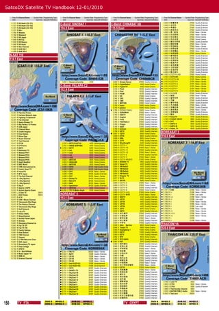 SatcoDX Satellite TV Handbook 12-01/2010

        Freq Pol Channel Name           Symbol Rate Programming Type      Freq Pol Channel Name        Symbol Rate Programming Type         Freq Pol Channel Name     Symbol Rate Programming Type           Freq Pol Channel Name         Symbol Rate Programming Type
        GHz                               ksym/sec SatcoDX Deﬁnition      GHz                            ksym/sec SatcoDX Deﬁnition         GHz                         ksym/sec SatcoDX Deﬁnition           GHz                             ksym/sec SatcoDX Deﬁnition
                                                                                                                                                                                                             4.040   H   劲爆体育                   27500   Quality Entertain.
       11.727
       11.727
                R
                R
                    BS Asahi (Ch 151)
                    BS Asahi (Ch 152)
                                                                       C-Band: SINOSAT 1                                                 C-Band: CHINASAT 6B                                                 4.040   H   全纪实                    27500   Quality Entertain.
       11.727   R   BS Asahi (Ch 153)                                  110.5 East                                                        115.5 East                                                          4.040
                                                                                                                                                                                                             4.040
                                                                                                                                                                                                                     H
                                                                                                                                                                                                                     H
                                                                                                                                                                                                                         幸福彩
                                                                                                                                                                                                                         游戏风云
                                                                                                                                                                                                                                                27500
                                                                                                                                                                                                                                                27500
                                                                                                                                                                                                                                                        Quality Entertain.
                                                                                                                                                                                                                                                        Quality Entertain.
       11.727   R   BS-i                                               SIN001CB                                                          CHI06BCB
       11.766   R   Wowow                                                                                                                                                                                    4.060   V   第一剧场                   27500   News + Series
       11.766   R   Wowow 2                                                                                                                                                                                  4.060   V   风云剧场                   27500   News + Series
       11.766   R   BS Japan                                                                                                                                                                                 4.060   V   风云音乐                   27500   Home Cinema
       11.958   R   BS Fuji                                                                                                                                                                                  4.060   V   风云足球                   27500   Home Cinema
       11.958   R   BS Nippon                                                                                                                                                                                4.060   V   高尔夫网球                  27500   Quality Entertain.
       11.996   R   BS Asahi                                                                                                                                                                                 4.060   V   国防军事                   27500   News + Series
       11.996   R   Star Channel                                                                                                                                                                             4.060   V   怀旧剧场                   27500   News + Series
       11.996   R   NHK BS-1                                                                                                                                                                                 4.060   V   世界地理                   27500   Quality Entertain.
       11.996   R   NHK BS-2                                                                                                                                                                                 4.060   V   央视精品                   27500   News + Series
                                                                                                                                                                                                             4.060   V   电视指南                   27500   Home Cinema
      N-SAT 110                                                                                                                                                                                              4.080   H   都市剧场                   27500   Quality Entertain.
      110.1 East                                                                                                                                                                                             4.080
                                                                                                                                                                                                             4.080
                                                                                                                                                                                                                     H
                                                                                                                                                                                                                     H
                                                                                                                                                                                                                         法治天地
                                                                                                                                                                                                                         欢笑剧场
                                                                                                                                                                                                                                                27500
                                                                                                                                                                                                                                                27500
                                                                                                                                                                                                                                                        Quality Entertain.
                                                                                                                                                                                                                                                        Quality Entertain.
      JCS110KB                                                                                                                                                                                               4.080   H   极速汽车                   27500   Quality Entertain.
                                                                                                                                                                                                             4.080   H   金色频道                   27500   Quality Entertain.
                                                                                                                                                                                                             4.080   H   七彩戏剧                   27500   Quality Entertain.
                                                                                                                                                                                                             4.080   H   生活时尚                   27500   Quality Entertain.
                                                                                                                                                                                                             4.080   H   魅力音乐                   27500   Quality Entertain.
                                                                                                                                                                                                            4.100   V   CCTV1-HD               27500   Home Cinema
                                                                                                                                                                                                             4.100   V   CCTV-HD                27500   Home Cinema
                                                                                                                                                                                                            4.115   H   CCTV 4A                21370   News + Series
                                                                         3.824 V Human university            2100                          3.600   V   {Empty Name}        27500   Quality Entertain.       4.115   H   CCTV 9                 21370   News + Series
                                                                                                                                           3.706   H   FujianRadio1         4420   Home Cinema              4.115   H   CCTV A                 21370   News + Series
                                                                       C-Band: PALAPA C2                                                   3.706   H   FujianTV1            4420   Home Cinema              4.115   H   CCTV E                 21370   News + Series
                                                                       112.9 East                                                          3.730
                                                                                                                                           3.730
                                                                                                                                                   H
                                                                                                                                                   H
                                                                                                                                                       PhoC
                                                                                                                                                       PhoI
                                                                                                                                                                           10720
                                                                                                                                                                           10720
                                                                                                                                                                                   Quality Entertain.
                                                                                                                                                                                   Quality Entertain.
                                                                                                                                                                                                        
                                                                                                                                                                                                        
                                                                                                                                                                                                             4.115
                                                                                                                                                                                                             4.115
                                                                                                                                                                                                                     H
                                                                                                                                                                                                                     H
                                                                                                                                                                                                                         CCTV F
                                                                                                                                                                                                                         CCTV R
                                                                                                                                                                                                                                                21370
                                                                                                                                                                                                                                                21370
                                                                                                                                                                                                                                                        News + Series
                                                                                                                                                                                                                                                        News + Series
                                                                       PAL0C2CE                                                                                                                              4.140   V   DV生活                   27500   Quality Entertain.
                                                                                                                                           3.730   H   PhoM                10720   Quality Entertain.
                                                                                                                                           3.740   V   HD                  27500   Home Cinema               4.140   V   梨园                     27500   News + Series
                                                                                                                                           3.740   V   CHC                 27500   Quality Entertain.        4.140   V   留学世界                   27500   Quality Entertain.
                                                                                                                                           3.740   V   CMC                 27500   Quality Entertain.        4.140   V   汽摩                     27500   Quality Entertain.
                                                                                                                                           3.740   V   MOTION              27500   Home Cinema               4.140   V   青年学苑                   27500   Quality Entertain.
                                                                                                                                           3.750   H   hnstv               10490   Home Cinema               4.140   V   天元围棋                   27500   News + Series
                                                                                                                                           3.750   H   jykaton             10490   Home Cinema               4.140   V   先锋纪录                   27500   Quality Entertain.
                                                                                                                                          3.769   H   DONG FANG           13400   Home Cinema               4.140   V   游戏竞技                   27500   News + Series
       12.291   R   Plat One Promo                                                                                                         3.780   V   DONGMAN             27500   News + Series             4.140   V   孕育指南                   27500   Quality Entertain.
       12.331   R   Cartoon Network Japa                                                                                                   3.780   V   DOXTV               27500   Quality Entertain.        4.140   V   靓妆                     27500   Quality Entertain.
       12.331   R   Fighting TV Samurai!                                                                                                   3.780   V   English             27500   Quality Entertain.        4.147   H   HubeiTV                 6150   Quality Entertain.
       12.331   R   Fox Channel                                                                                                            3.780   V   Food                27500   Quality Entertain.        4.158   H   CHINIC 10K101           8680   Quality Entertain.
       12.331   R   Space Shower TV                                                                                                        3.780   V   FOOTBALL1           27500   Quality Entertain.        4.158   H   DVT                     8680   Quality Entertain.
       12.331   R   Sky Perfect TV Promo                                                                                                   3.780   V   Pingyu              27500   Quality Entertain.        4.171   H   NMTV-H                  9200   Quality Entertain.
       12.371   R   AXN Japan                                                                                                              3.780   V   Qipai               27500   Quality Entertain.        4.171   H   NMTV-M                  9200   Quality Entertain.
       12.371   R   Channel Neco                                                                                                           3.786   H   sichuan              5440   Quality Entertain.       4.192   V   Hebei_TV                6000   Quality Entertain.
       12.371
       12.371
                R
                R
                    Cineﬁl Imagica
                    Eisei Gekijo
                                                                                                                                           3.796
                                                                                                                                          3.807
                                                                                                                                                   H
                                                                                                                                                   V
                                                                                                                                                       GZTV
                                                                                                                                                       CQTV
                                                                                                                                                                            6930
                                                                                                                                                                            6000
                                                                                                                                                                                   Quality Entertain.
                                                                                                                                                                                   Home Cinema
                                                                                                                                                                                                        KOREASAT 3
       12.371   R   Nihon Eiga                                                                                                             3.808   H   OTV6                 8800   Quality Entertain.   116.0 East
       12.371   R   Super Channel                                                                                                          3.808   H   SBN                  8800   Home Cinema          KOR003KB
       12.371   R   Toei Channel                                                                                                           3.825   V   ZJTV                 6780   Quality Entertain.
       12.411   R   EP 56                                                3.752    H   SCTV IDJKT 02          4470   Advertisement          3.834   V   ShanDongTV           5400   Quality Entertain.
       12.411   R   EP Promo                                             3.752    H   INB0X SERP0NG          4470   Home Cinema            3.840   H   CCTV-1              27500   Quality Entertain.
       12.451   R   BBTV                                                3.756    H   SCTV                   6250   Home Cinema            3.840   H   CCTV-10             27500   News + Series
       12.451   R   Belmeson TV                                          3.774    H   rcti                   6520   Home Cinema            3.840   H   CCTV-11             27500   Quality Entertain.
       12.451   R   Wowow PPV1                                           3.774    H   rcti2                  6520   Home Cinema            3.840   H   CCTV-12             27500   News + Series
       12.451   R   Wowow PPV2                                           4.000    H   rcti                   6620   Home Cinema            3.840   H   CCTV-2              27500   Quality Entertain.
       12.451   R   Wowow PPV3                                           4.000    H   rcti2                  6620   Home Cinema            3.840   H   CCTV-7              27500   News + Series
       12.451   R   Wowow PPV4                                           4.053    V   ANTEVE                 6510   Home Cinema            3.840   H   CCTV-MUSIC          27500   Home Cinema
       12.491   R   Asahi NewStar                                        4.054    H   ASIALINK               5632   Home Cinema            3.846   V   SHANXI TV            5950   Quality Entertain.
       12.491   R   BBC World                                            4.056    V   ANTEVE                 6510   Home Cinema            3.854   V   Henan TV             4420   Quality Entertain.
       12.491   R   CNN International As                                 4.080    H   CH10                  28125   High Quality Home      3.854   V   HN Radio1            4420   Quality Entertain.
       12.491   R   Comin’ Soon TV                                       4.080    H   CH11                  28125   High Quality Home      3.854   V   HN Radio2            4420   Quality Entertain.
       12.491   R   FavoriTV                                             4.080    H   CH3                   28125   News + Series          3.854   V   HN Radio4            4420   Quality Entertain.
       12.491   R   MTV Japan                                            4.080    H   CH6                   28125   Quality Entertain.     3.854   V   HN Radio5            4420   Quality Entertain.
       12.491   R   The Golf Channel                                     4.080    H   CH7                   28125   News + Series          3.861   V   Ningxia TV           4800   Quality Entertain.
       12.531   R   J Sky Sports 1                                       4.080    H   Global TV             28125   Home Cinema            3.871   V   NLTV                 9080   Quality Entertain.
       12.531   R   J Sky Sports 2                                       4.080    H   MetroTV               28125   Home Cinema            3.871   V   SXTVS                9080   Home Cinema
       12.531   R   J Sky Sports 3                                       4.080    H   NHK                   28125   News + Series          3.880   H   CCTV-3              27500   News + Series
       12.531   R   Sky A                                                4.080    H   Spacetoon             28125   Quality Entertain.     3.880   H   CCTV-5              27500   Home Cinema
       12.531   R   Sports-i ESPN                                       4.107    V   ANTEVE                 3000   Home Cinema            3.880   H   CCTV-6              27500   Quality Entertain.
       12.531   R   Active! Sports Chann                                4.185    V   TPI TV Makin Asyik     6700   Home Cinema            3.880   H   CCTV-8              27500   Home Cinema           11.747     H   CNN                    21296   News + Series
       12.551   L   U-One TV             29915                                                                                             3.880   H   CCTV-少儿             27500   Home Cinema           11.785     R   ����                   21296   News + Series
       12.551   L   SCC Promo            29915                         KOREASAT 5                                                          3.880   H   CCTV-新闻             27500   News + Series         11.785     R   ��                     21296   Low Level
       12.571
       12.571
                R
                R
                    AT-X
                    CSN 1 Movie Channel
                                                                       113.1 East                                                          3.885
                                                                                                                                           3.892
                                                                                                                                                   V
                                                                                                                                                   V
                                                                                                                                                       SDETV
                                                                                                                                                       JXTV1
                                                                                                                                                                            4340
                                                                                                                                                                            4420
                                                                                                                                                                                   Quality Entertain.
                                                                                                                                                                                   Quality Entertain.
                                                                                                                                                                                                         11.785
                                                                                                                                                                                                         11.785
                                                                                                                                                                                                                     R
                                                                                                                                                                                                                     R
                                                                                                                                                                                                                         ������
                                                                                                                                                                                                                         ����
                                                                                                                                                                                                                                                21296
                                                                                                                                                                                                                                                21296
                                                                                                                                                                                                                                                        News + Series
                                                                                                                                                                                                                                                        Low Level
                                                                       KOR005KK                                                            3.892   V   JXTV2                4420   Quality Entertain.    11.785     R   ���                    21296   News + Series
       12.571   R   Takarazuka Sky Stage
       12.571   R   The History Channel                                                                                                    3.892   V   JXTV3                4420   Quality Entertain.    11.785     R   ���                    21296   News + Series
       12.571   R   Takarazuka Sky Stage                                                                                                   3.892   V   JXTV4                4420   Quality Entertain.    11.785     R   ���                    21296   Low Level
       12.611   R   Golf Network                                                                                                           3.900   V   JSTV                 6670   Home Cinema           11.785     R   ���                    21296   News + Series
       12.611   R   LaLa TV                                                                                                                3.910   V   GSTV                 6400   Quality Entertain.    11.785     R   �����                  21296   News + Series
       12.611   R   Nikkei CNBC                                                                                                            3.920   H   说文解字                27500   Quality Entertain.    11.785     R   ����������             21296   News + Series
       12.611   R   Shop Channel                                                                                                           3.920   H   文物宝库                27500   Quality Entertain.    11.785     R   �����                  21296   News + Series
       12.651   R   Animal Planet Japan                                                                                                    3.920   H   新科动漫                27500   News + Series         11.785     R   ��                     21296
       12.651   R   Animax                                                                                                                 3.920   H   幼儿教育                27500   Quality Entertain.    11.785     R   ���                    21296   News + Series
                                                                                                                                           3.920   H   中学生                 27500   Quality Entertain.
       12.651
       12.651
                R
                R
                    Discovery Channel Ja
                    Fuji TV 721                                                                                                            3.929   V   Ahtv Service         8835   Home Cinema          THAICOM 1A
       12.651   R   Fuji TV 739                                                                                                            3.940
                                                                                                                                           3.950
                                                                                                                                                   V
                                                                                                                                                   H
                                                                                                                                                       Tianjin TV
                                                                                                                                                       Guangdong 1
                                                                                                                                                                            5950
                                                                                                                                                                           11400
                                                                                                                                                                                   Home Cinema
                                                                                                                                                                                   Home Cinema
                                                                                                                                                                                                        120.0 East
       12.691   R   Family Gekijyo                                                                                                                                                                      THA01ACR
       12.691   R   Kids Station                                                                                                           3.950   H   GXTV                11400   Quality Entertain.
       12.691   R   TBS Channel                                                                                                            3.950   H   SZTV                11400   Quality Entertain.
       12.691   R   Viewsic                                                                                                                3.952   V   BTV                  9523   Home Cinema
       12.691   R   C-TBS Welcome Chan                                                                                                     3.952   V   BTV KAKU             9523   Quality Entertain.
       12.691   R   QVC Japan                                                                                                             3.961   H   DVT                  3570   Quality Entertain.
       12.730   R   Bloomberg TV Japan                                                                                                     3.980   V   城市建设                27500   Quality Entertain.
       12.730   R   Data College                                                                                                           3.980   V   发现之旅                27500   Quality Entertain.
       12.730   R   DPSTV                                                                                                                  3.980   V   环球奇观                27500   News + Series
       12.730   R   G + Sport&News                                      12.531   H   FM-TV                 26000   News + Series          3.980   V   老故事                 27500   Quality Entertain.
       12.730   R   Music Japan TV                                      12.622   V   BeTV                  13328   Quality Entertain.     3.980   V   女性时尚                27500   News + Series
       12.730   R   NNN 24                                              12.622   V   CH 02                 13328   News + Series          3.980   V   书画                  27500   Quality Entertain.
       12.730   R   Science Channel                                     12.622   V   CH 05                 13328   News + Series          3.980   V   现代女性                27500   Quality Entertain.
                                                                        12.622   V   CH 06                 13328   News + Series          3.980   V   育婴宝典                27500   Quality Entertain.
                                                                        12.622   V   test 01(CH 01)        13328   Advertisement          3.980   V   中视购物                27500   News + Series
                                                                        12.622   V   test 02(CH 03)        13328   Advertisement          3.980   V   中小学同步辅导             27500   News + Series
                                                                        12.731   H   FSTV                  28187   Quality Entertain.     4.000   H   CETV1               27500   Home Cinema
                                                                        12.731   H   SANG S TV             28187   Quality Entertain.     4.020   V   百姓健康                27500   News + Series
                                                                        12.731   H   SkyCast 06            28187   Quality Entertain.     4.020   V   彩民在线                27500   Quality Entertain.
                                                                        12.731   H   SkyCast 09            28187   Quality Entertain.     4.020   V   高尔夫                 27500   Quality Entertain.
                                                                        12.731   H   SkyCast 11            28187   Quality Entertain.     4.020   V   快乐购物                27500   Quality Entertain.
                                                                        12.731   H   SkyCast 12            28187   Quality Entertain.     4.020   V   老年福                 27500   Quality Entertain.
                                                                        12.731   H   SkyCast 2             28187   Quality Entertain.     4.020   V   摄影频道                27500   Quality Entertain.        3.758   V   Laos TV                 3033
                                                                        12.731   H   SkyCast 4             28187   Quality Entertain.     4.020   V   武术世界                27500   Quality Entertain.        3.855   V   CTN 1                   5926 News + Series
                                                                        12.731   H   SkyCast 07            28187   Quality Entertain.     4.020   V   英语辅导                27500   Quality Entertain.        3.855   V   CTN 2                   5926 Quality Entertain.
                                                                        12.731   H   SkyCast 08            28187   Quality Entertain.     4.020   V   早期教育                27500   Quality Entertain.        3.886   V   Thai Society Channel    3000
                                                                        12.731   H   SkyCast 1             28187   Quality Entertain.     4.040   H   东方财经                27500   Quality Entertain.        3.916   V   BAYON/TKM, 2 Audio      3359 News + Series
                                                                        12.731   H   SkyCast 10            28187   Quality Entertain.     4.040   H   东方健康                27500   Quality Entertain.       12.602   H   Test card              29000
                                                                                                                                           4.040   H   东方卫视海外版             27500   Quality Entertain.
                                                                                                                                           4.040   H   动漫秀场                27500   Quality Entertain.


150             TV FTA
                                                      DVB-S
                                                      DVB-S
                                                                  MPEG-2
                                                                  MPEG-4
                                                                                         DVB-S2
                                                                                         DVB-S2
                                                                                                       MPEG-2
                                                                                                       MPEG-4                                             TV CRYPT
                                                                                                                                                                                           DVB-S
                                                                                                                                                                                           DVB-S
                                                                                                                                                                                                        MPEG-2
                                                                                                                                                                                                        MPEG-4
                                                                                                                                                                                                                                      DVB-S2
                                                                                                                                                                                                                                      DVB-S2
                                                                                                                                                                                                                                                MPEG-2
                                                                                                                                                                                                                                                MPEG-4
 