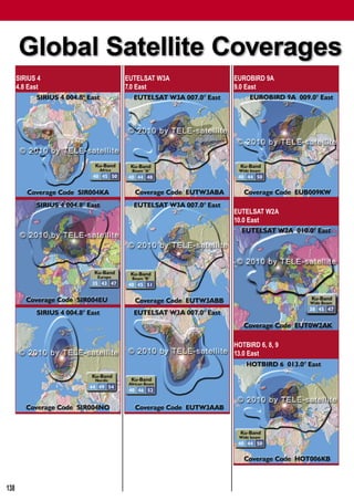 Global Satellite Coverages 02-03/2010




      Global Satellite Coverages
      SIRIUS 4                EUTELSAT W3A   EUROBIRD 9A
      4.8 East                7.0 East       9.0 East




                                             EUTELSAT W2A
                                             10.0 East




                                             HOTBIRD 6, 8, 9
                                             13.0 East




138
 