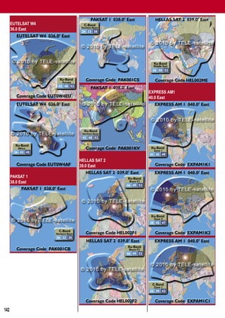 Global Satellite Coverages 02-03/2010


      EUTELSAT W4
      36.0 East




                                             EXPRESS AM1
                                             40.0 East




                              HELLAS SAT 2
                              39.0 East

      PAKSAT 1
      38.0 East




142
 