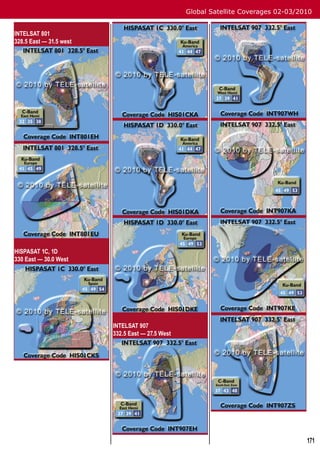 Global Satellite Coverages 02-03/2010


INTELSAT 801
328.5 East — 31.5 west




HISPASAT 1C, 1D
330 East — 30.0 West




                         INTELSAT 907
                         332.5 East — 27.5 West




                                                                                     171
 