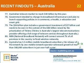 RECENT FINDOUTS – Australia                                                               22
  77. Australian telecom mark...
