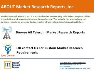 ABOUT Market Research Reports, Inc.
Market Research Reports, Inc. is a report distribution company sells industry reports ...