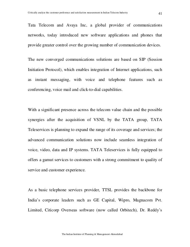 Dissertation report on telecom sector