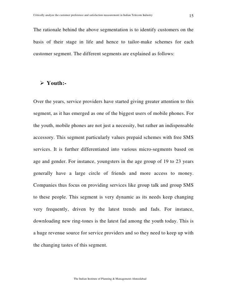 Dissertation report on telecom sector