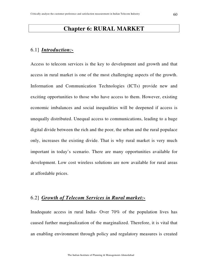 Dissertation report on telecom sector
