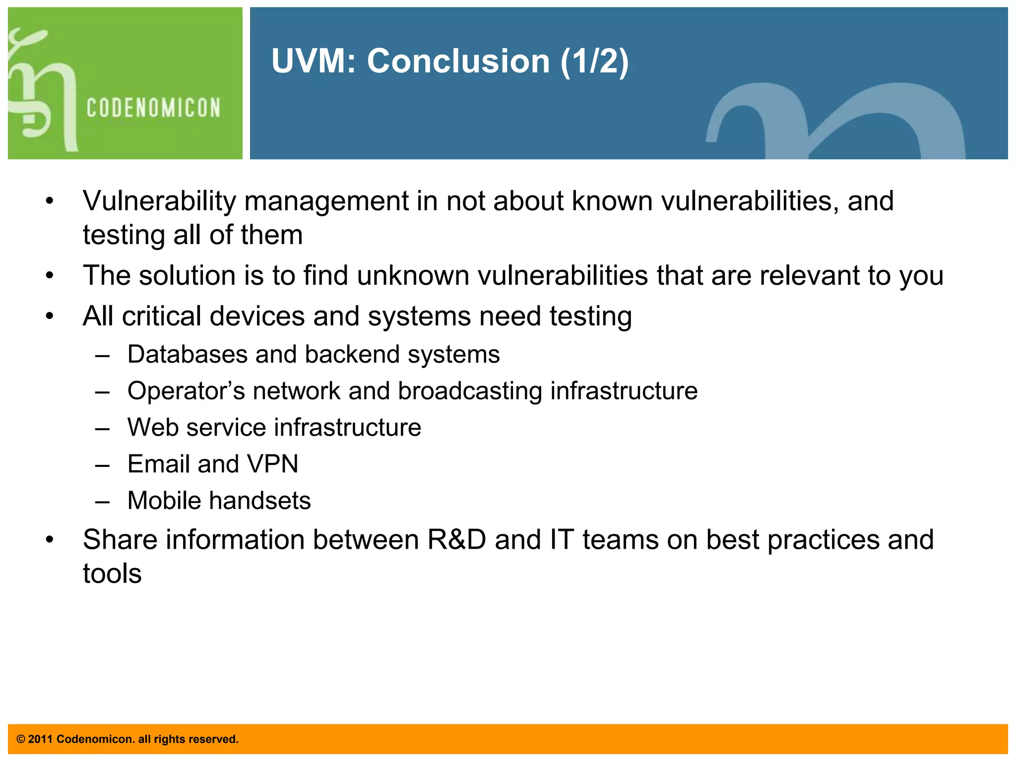 Phase 2: TestFuzzing means crash-testingDiscover both known and previously unknown vulnerabilities with unparalleled efficiency. Specification-based tools for over 200 protocolsTools contain all the possible protocol messages and structuresGenuinely interoperate with the tested system exposing vulnerabilities even in deeper protocol layersGeneral purpose fuzzersDefensics XML Fuzzer can test all XML applications. The Traffic Capture Fuzzer uses real trafficGeneric File Format Fuzzer tests all file formats.