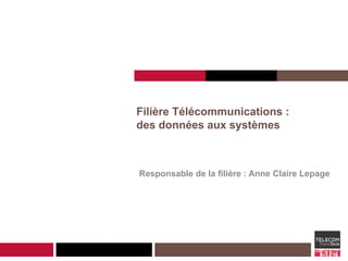 Filière Télécommunications :
des données aux systèmes
Responsable de la filière : Anne Claire Lepage
 