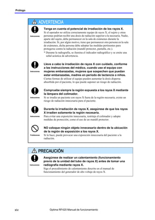 Optima Rf420 Radiologia manual de uso de operador telecomandada | PDF