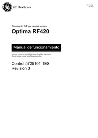Optima Rf420 Radiologia manual de uso de operador telecomandada | PDF