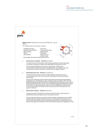 TIM
SUSTAINABILITY REPORT 2016
209
 