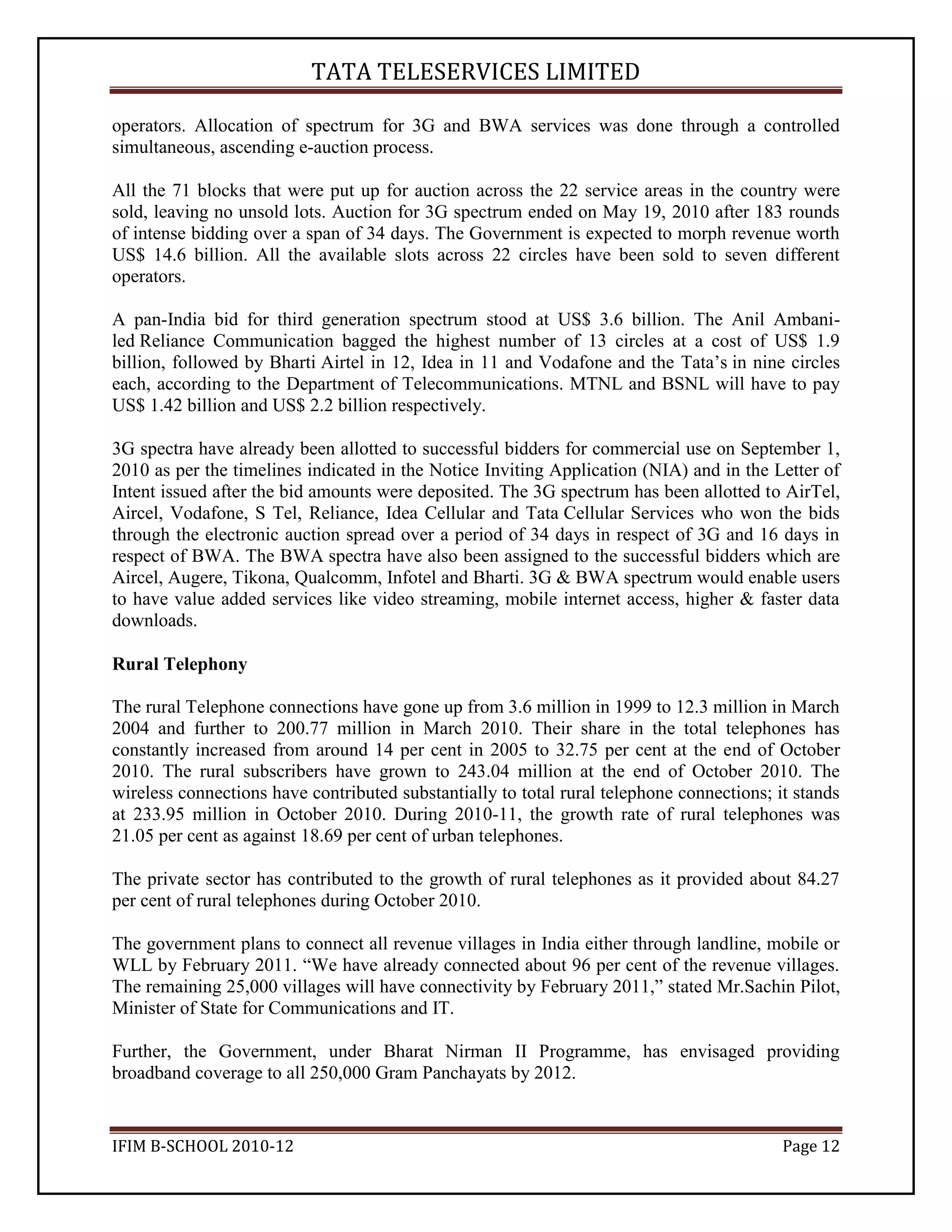 Tata Teleservices Industry Analysis