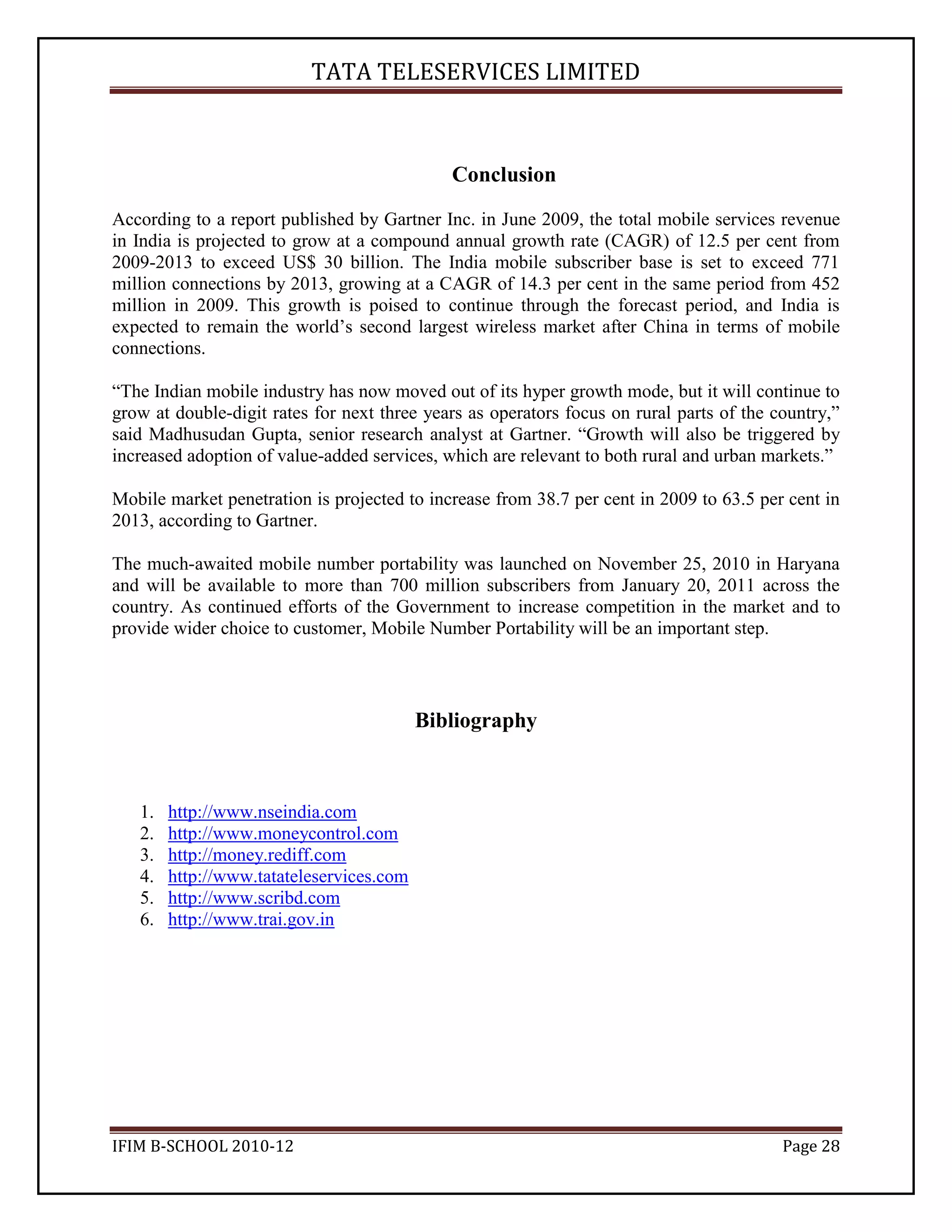 Tata Teleservices Industry Analysis