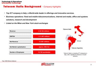 Telecom italia oss transformation roadmap marco daccò venice 2010 | PPT