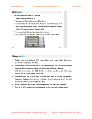 Samara University Telecommunication Network(Eceg4282) Lecture Notes
Department Of Electrical& Computer Engineering Prepared By:Mohammedhayat A. @ 2023
 
