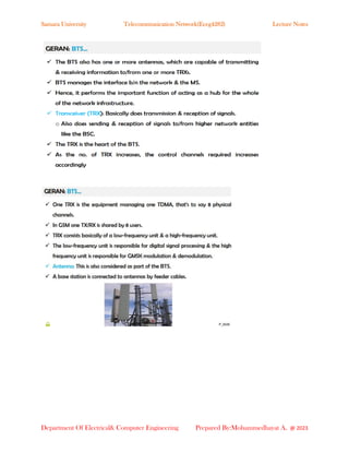 Samara University Telecommunication Network(Eceg4282) Lecture Notes
Department Of Electrical& Computer Engineering Prepared By:Mohammedhayat A. @ 2023
 