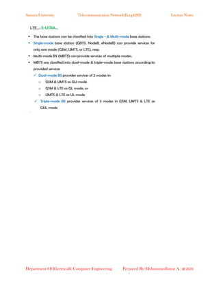 Samara University Telecommunication Network(Eceg4282) Lecture Notes
Department Of Electrical& Computer Engineering Prepared By:Mohammedhayat A. @ 2023
 