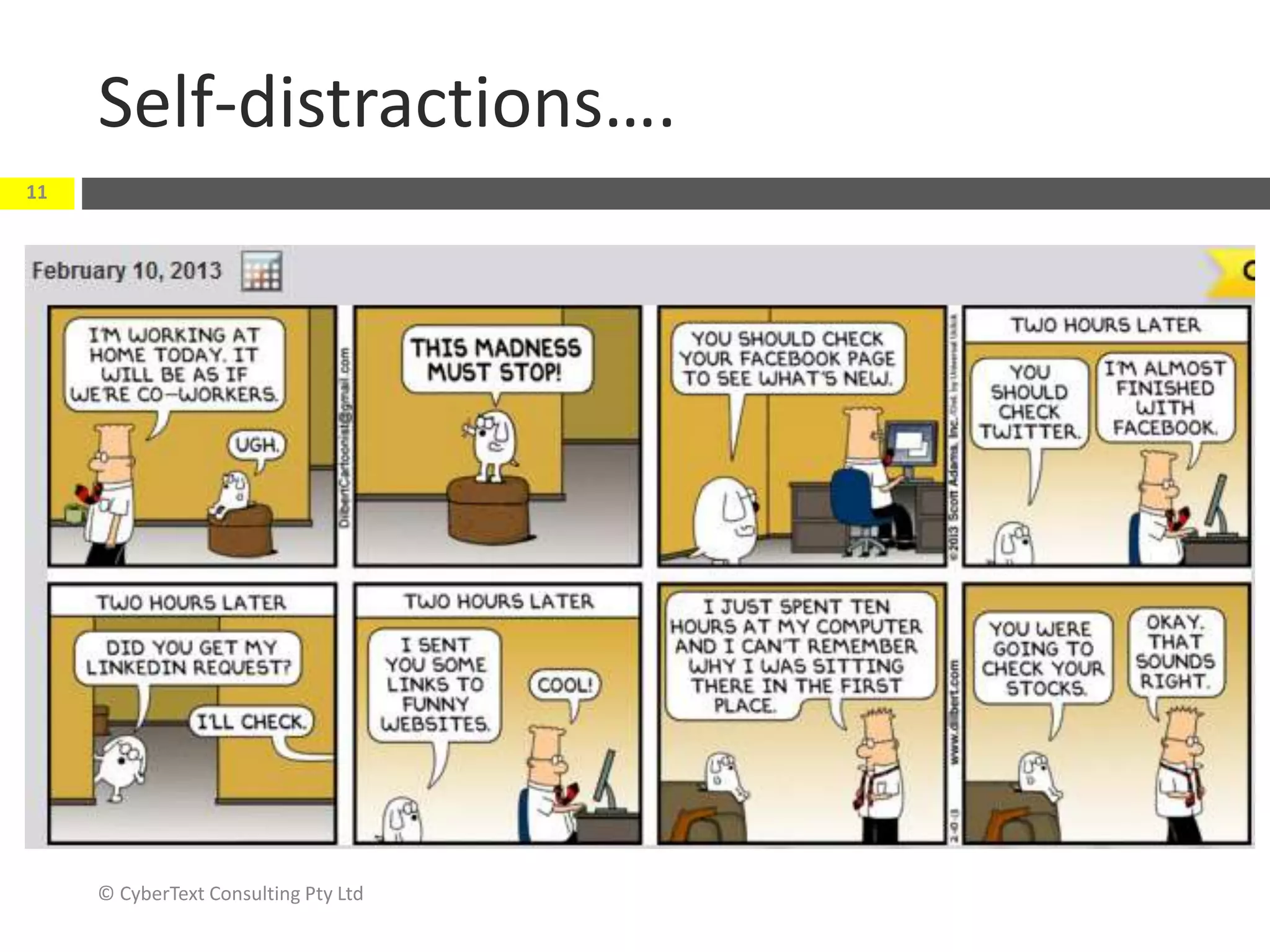 Self-distractions….
© CyberText Consulting Pty Ltd
11
 