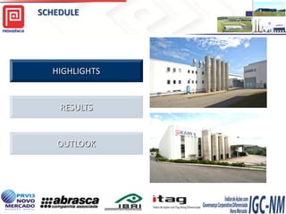 SCHEDULE

Providência USA

HIGHLIGHTS

RESULTS

OUTLOOK

Providência USA

2

 